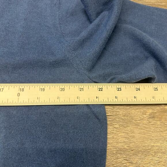 Banana Republic Blue Black Mens L Cotton Cashmere Blend 1/4 Zip Pullover Sweater - Picture 6 of 11